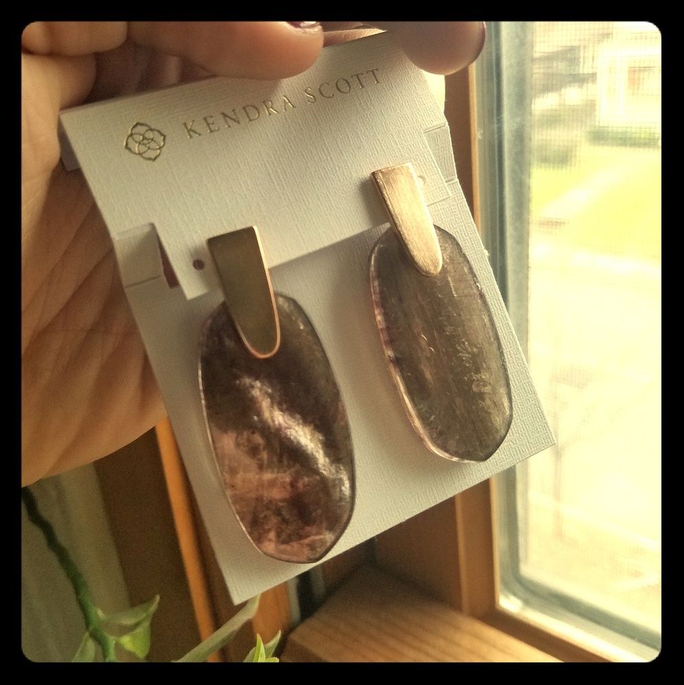 Rose Gold Drop Earrings Brown Mother of Pearl